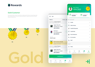 Hyke Rewards gold loyalty menu profile ui ux