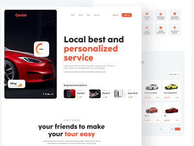 Carzin Web Rental branding car clean design minimal rental rentalcar ui uiux website