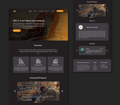 Rhino Excavating construction design excavating excavator minimal rhino ui ux web webdesign webui webux