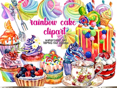 Desserts Watercolor Clipart branding cake clip art cake clipart cup of tea clipart cupcake clip art cupcake clipart desserts clipart digital graphic design logo meringue clipart png rainbow clipart strawberries cake sweets clipart tartlet clipart watercolor clipart watercolor png watercolors wedding cake clipart