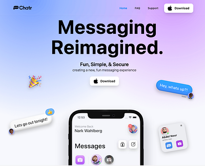 Chatr - Website Homepage 3d 3d art branding chat chatr chatter design illustraion illustration ios website landing page logo messaging parallax vector web