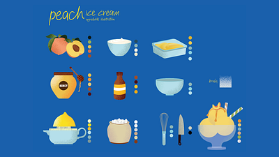 peach ice cream - ingredients illustration cmbyn design designer food graphic design illustration texture vector