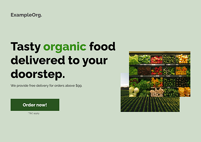 Organic food delivery service landing page design branding design graphic design landing page organic service typography ui ux web design