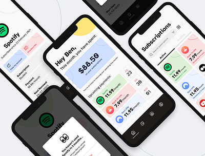 Subscription Management App Concept app app design app ui design finance finance app flat design management app minimal subscription app subscription management ui ui design ui ux ux design ux ui