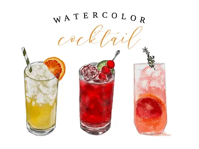 Signature cocktail illustration signature cocktail watercolor cocktail