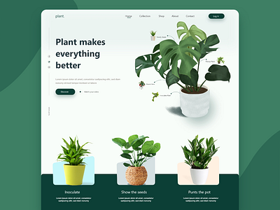 Plant landing page cards ui design frost gardening gardens gerden green landing landing page landing page design plant plants tree ui design ui ux uicard web website woods