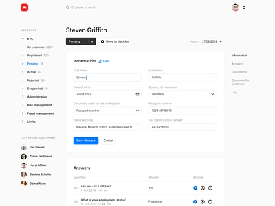 KYC Verification | Backoffice backoffice crm design kyc saas sergushkin ui ux verification web website