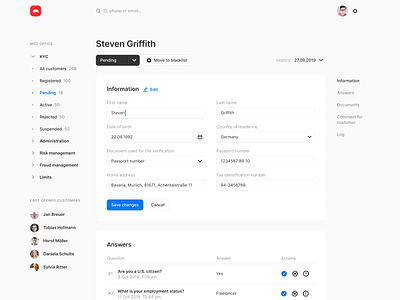 KYC Verification | Backoffice backoffice crm design kyc saas sergushkin ui ux verification web website