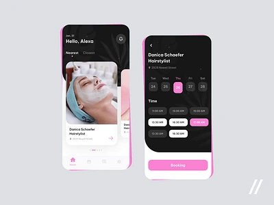 Beauty Salon Online Appointment App android animation app app design app interaction appointment beauty book calendar dark theme design interaction ios mobile mobile app salon services ui uiux ux