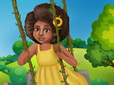 Shine like Diamond afro beauty black girl digital 2d girl illustration painting people yellow dress