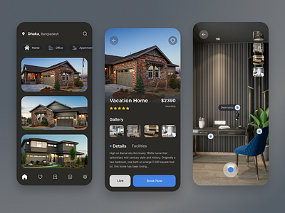 Home Rent App - UI UX Design apartment app clean ui clean ui design dark mode dark mode app home rent home rent app house rent app ios app minimal mobile mobile app property real estate real estate app real estate dark mode app rent app ui uiux ux