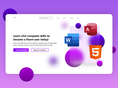 Computer skills web exploration app design glassmorphism ui ux website