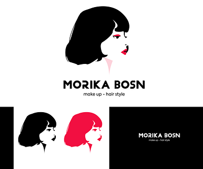 MORIKA BOSN - Make up / hair style LOGO art branding character design digital graphic illustration logo vector woman