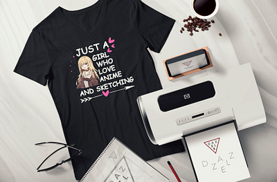 Just girl who love anime T-Shirt Design branding design graphic design illustration logo logo design t shirt t shirt design vector