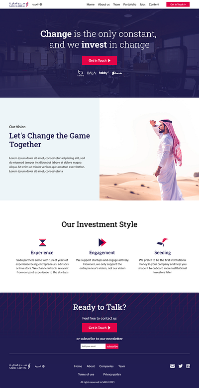 Sadu Capital Home page branding dark design illustration theme ui ux uxdesign web