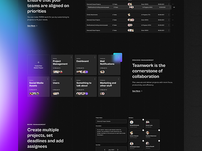 Product Landing Page cabinet grotesk component dark dark theme glass glow gradient grotesk landing page management product saas section website