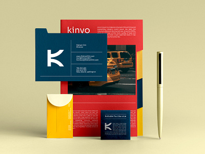 Modern Logo mark and brand identity for Kinyo brandguideline branding brandingidentity brandinginspiration businesscard corporate identity design envelope graphicdesign identitydesign logo minimal road social media design stationary taxi taxicab transport transportation visualidentity