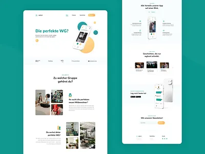 🏢 Landing Page | App for Shared Flats and Roommates app branding design green landing page minimalistic orange roommates shared flat startup ui ui design ux ux design webdesign