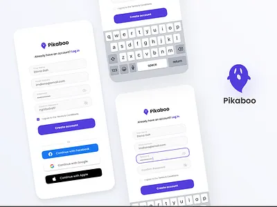 Pikaboo! We see you! (Create Account) adobe xd app app design apple application brand branding clean daily ui dailyui design figma flat graphic design illustration logo mobile ui ux vector