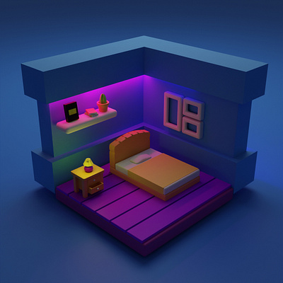 3D Room - Midnight 3d 3dimension blender dark design room