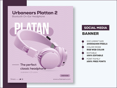 Urbanears Plattan 2 - Social Media Banner Template banner design earphone banne rdesign earphone banner headphone banner headphone banner design headphone facebook ad headphone price social media banner social media banner design social media banner design ideas social media banner design size social media banner pack free social media banner template social media posts and banners