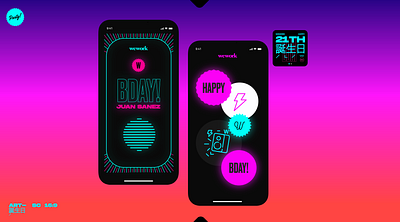 WEWORK Social Media Contents black colorfull dark darkmode design digital fun happy illustration light modern neon playfull smile tokyo ui uxdesign vector wework