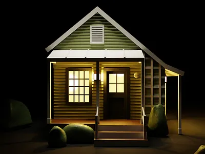 Little house 3d 3d for designers 3d illustration blender cycles render digital illustration ilustración 3d litthe house modelado 3d modeling nigth scene process render