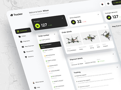 Cargo Delivery Dashboard aerial analytics courier delivery design drone drones energy fly logistics map package post office quadcoopter shipping tracking uav ui ux web design
