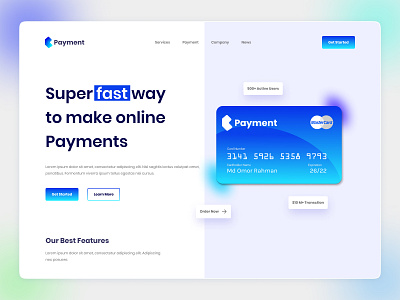 Online Payment Gateway Web Header Landing Page Design by Omor Rahman on ...