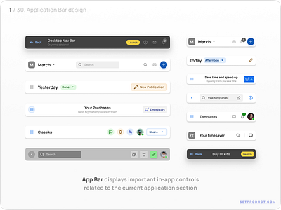 App Bar (Navbar) UI design — Mobile & tablet android app design figma templates ui ui kit