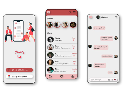 ChatZy app application chat chatting app design information ui ux