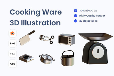 Cooking Ware 3D Illustration 3d 3d animation 3d art 3d illustration 3d illustrations app concept cook cooking design graphic design illustration logo page ui vector web web design web development website