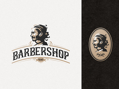 Barbershop logo design badge barber barbershop beard branding design hair haircut icon identity illustration logo logotype mascot moustache patch retro simple style vintage