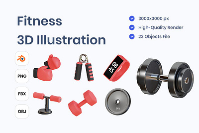 Fitness 3D Illustration 3d 3d animation 3d art 3d fitness 3d illustration app concept design fitness gym illustration logo logo design page ui vector web web design web development website