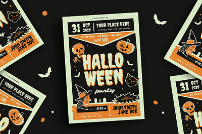 Retro Halloween Party Flyer catalog clean design graphic design halloween flyer halloween party horror illustration indesign magazine movie movie october october poster print printable retro retro halloween template thriller