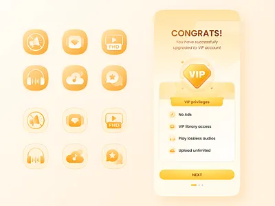 VIP Landing & Icon design illustration landing onboarding ui vip