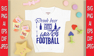 drink beer and watch football t- shirt design branding design illustration logo typography vector