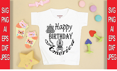 HAPPY BIRTHDAY AMERICA T-SHIRT DESIGN branding design illustration logo typography vector