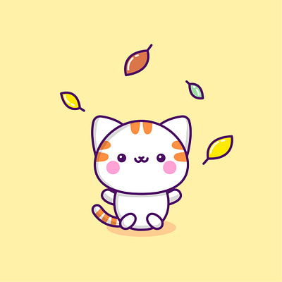Autumn Magic adobe illustrator adobecc autumn cartoon cartoon character cartoon illustration cat cute illustration cuteart illustration kawaii art leaves vector art wacom