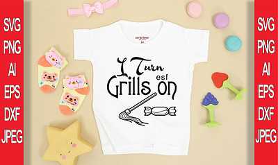 I TURN GRILLS ON T-SHIRT DESIGN branding design illustration logo typography vector