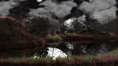 By The Lake 3d b3d blender3d clouds design grass nature realistic