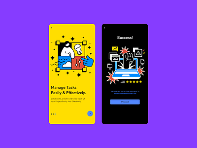 ✅ success / Onboarding app app design application artwork branding clean design illustration illustrator logo minimal mobile proceed top ui ux ux design vector web yellow