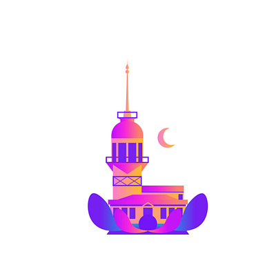 Pearl of Istanbul. Leander’s Tower. art culture history icons illustration illustrator images istanbul landmarks postcard poster print sticker turkey vector