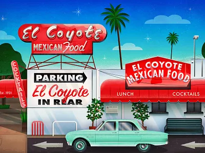 El Coyote art beverly beverly blvd digital art el coyote fan art hollywood illustration los angeles mexican food mexican restaurant once upon a time in hollywood sharon tate vector art west hollywood
