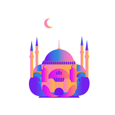 Pearl of Istanbul. Hagia Sophia. art cami camii history icons illustration iman islam istanbul landmarks mosque postcard poster print sophia tourism travell travelling turkey vector