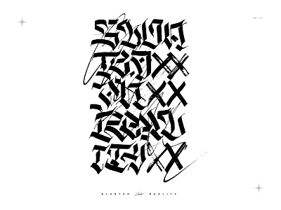BLUNTED ON REALITY blacklettering blunted calligraphy dirty fraktura gothic grunge letters raw reality