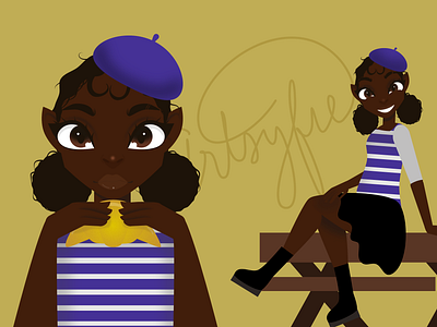 Facetober Day 2 affinity designer beret black artist character character design character designer curly hair girl illustraion stripes vector art vector artist vector character vector character design vector illustration