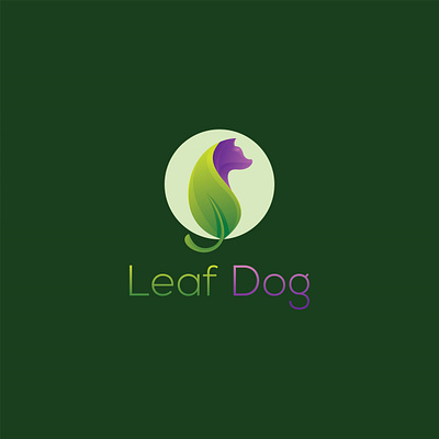 Leaf dog logo. Nature dog dog dog icon dog logo training dog logo