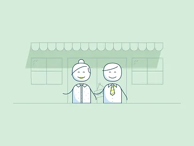 Come on in! branding character ecommerce hero illustration shop vector