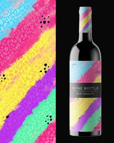 Colorful Wine Bottle Label bottle color contest design graphic design illustration label mockup nature product render warmup wine